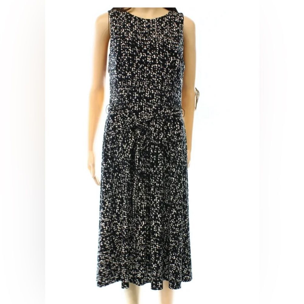 * Lauren Ralph Lauren black white print fit & flare dress plus size 20W preppy